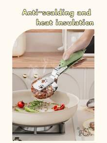 1pc/2pcs Multifunctional Stainless Steel Fish Spatula + Tongs, Lock Design, Heat Resistant, Extended Non-Slip Handle, 2-In-1 Cute Bear Shaped Tongs With Retractable Safety Clasp, Food Clip Fish Fork Convenient Oil Draining Spatula Tongs, Restaurant Kitchen Utensils, Non-Stick 304 Stainless Steel Scraper - Multicolor - View 6