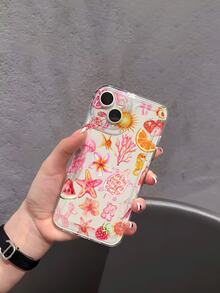 1pc Cute Strawberry, Watermelon, Orange Graphic TPU Transparent Shockproof Soft Phone Case, Suitable As Birthday/Holiday Gift For Friends, Family, Couples, Yourself, Compatible With Apple Phones - Multicolor - View 6