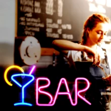 Letreiro de LED Neon para Bar de Coquetéis (1 unidade), Luminária Neon para Copos de Coquetel, Alimentação USB ou Bateria, Ideal para Decoração de Bar em Casa, Bar Comercial, Festas, Salas de Jogos, Clubes e Outras Ocasiões Especiais, Luminária Noturna Comercial, Perfeito para o Dia dos Namorados, Dia das Mães, Natal e outros feriados. - BAR - Ver 10