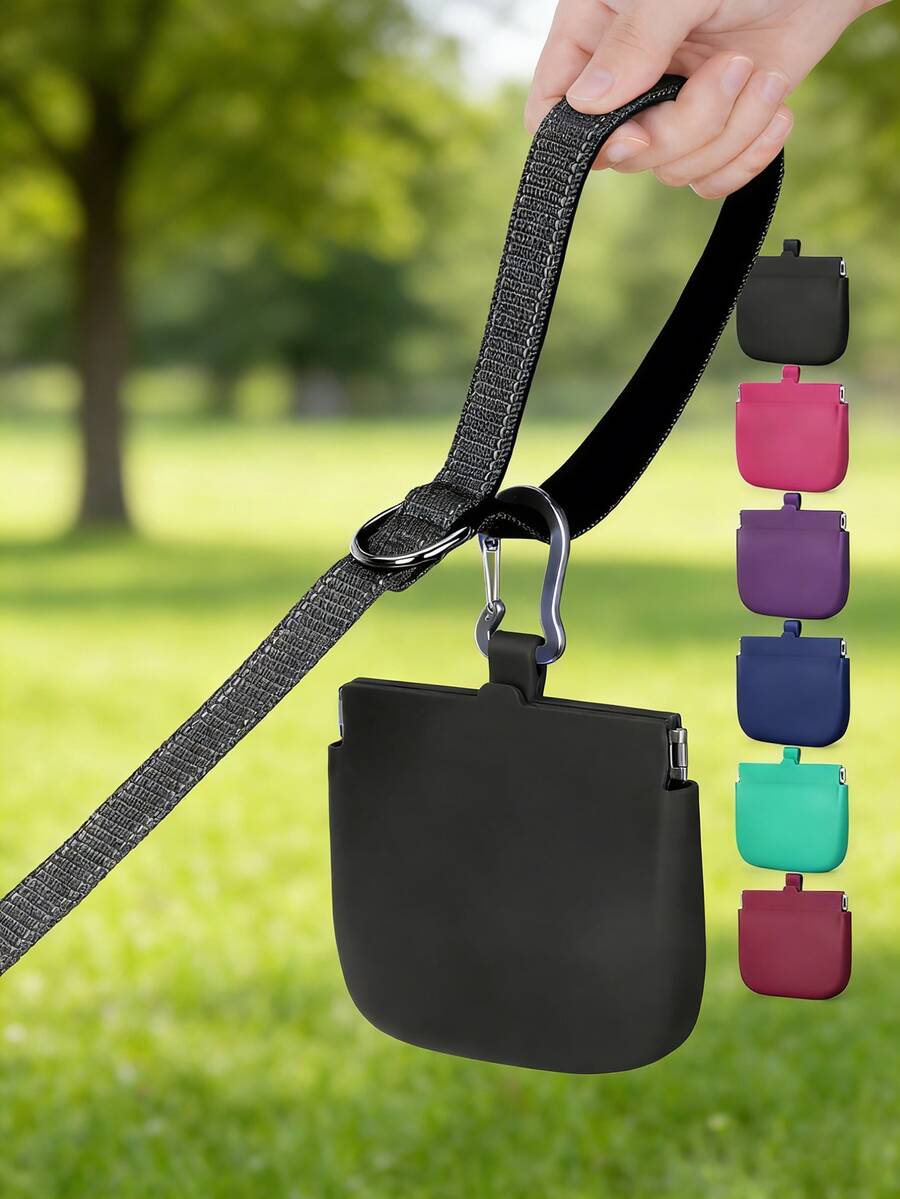 1PC One-Hand Access Silicone Dog Treat Pouch, Small Pocket Size Training Pouch, Pull Tab & Auto-Closing Lid, For Pet Training & Walking - Multicolor - View 1