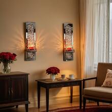 2pcs Candle Wall Lamps, 2 Small Gold Candlesticks As A Gift, Gorgeous Silver Mirrored Wall Lamps For Home Use, Suitable For Living Rooms And Dining Rooms, Glass Candlestick Wall Decorations, Ideal For Easter Decorations, Mother's Day Decorations, And Party Atmosphere Lighting - 定制滿鑽銀 - 查看 2