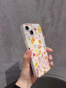 Delicate Brushstroke Ocean Creature & Ice Cream Graphic Transparent Anti-Drop Soft Phone Case, Compatible With IPhone 17/17 Pro/17 Pro Max/17 Air/16/16 Plus/16 Pro/16 Pro Max - Multicolor - View 3
