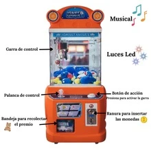 Maquina Atrapa Peluche Garra grande Musical Luz Pantalla Led - Rosa - Ver 4