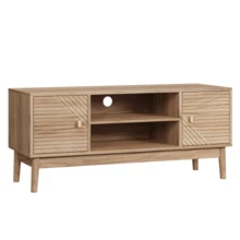 110cm High TV Unit, Mid-Century Modern Style TV Stand, Suitable For 32/45 Inch TVs, Entertainment Center With Storage Space, Multimedia Console For Living Room And Bedroom, Oak Color - 原木色 - 查看 8