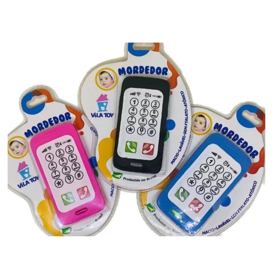 Mordedor Bebê Macio Massageador Gengiva Bebe Banho Celular Infantil Dentição - Rosa Bebê - Visão 1