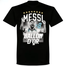 Messis X8 Ballon D 'Or T-Shirt 2026 Spring_Summer Streetwear For Both Men And Women, A Pure Cotton Short-Sleeved T-Shirt For Fans - màu đen - Xem 1