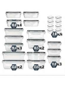 48pcs/Set Food Storage Box Set, Lunch Boxes, Fresh-Keeping Box With Easy-To-Fast Lid (24 Lids + 24 Containers) - Sealed Plastic Container For Use In Pantries, Travel, Outdoor Picnics, Kitchen Organization, Includes Labels And Markers - Transparent - View 2