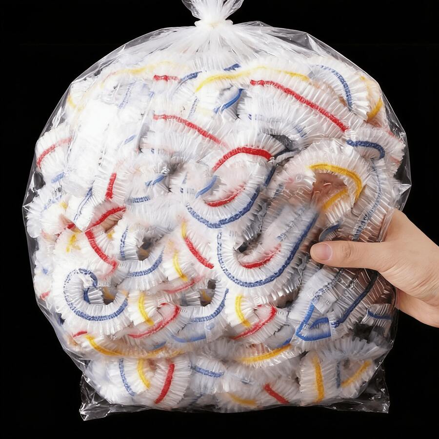 50/100/200pcs Reusable Elastic Food Preservation Covers - Semi-Transparent Elastic Plastic Packaging For Preserving Leftover Food, Fruits And Vegetables - Ideal For Kitchen, Refrigerator And Countertop Storage, Also Suitable For Wedding Decoration, Christmas Decoration, Birthday Decoration, Christmas Table Decor, Christmas Gifts, Etc. - 無色 - 查看 1