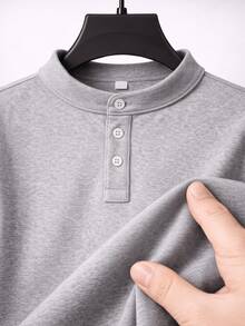 Men's Henley Collar Shirt - Elegant And Comfortable Design - All Summer - 灰色 - 查看 2