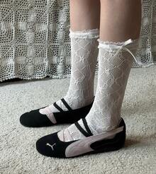 PUMA彪馬 speedcat Ballet 薄底鞋 芭蕾鞋 瑪莉珍 舒適百搭 平跟 液態銀 低筒 生活休閒鞋 女款 - 黑粉紅色 - 查看 7