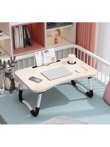 一件可折疊多功能床上折疊桌，多色多種尺寸:48.5*30cm/60*40cm，可折疊桌帶杯托、卡槽、小抽屜床上小桌子學生書桌小飯桌家用臥室床吃飯桌子宿舍電腦桌，可適用多種場景適用宿舍/臥室/客廳/沙發/戶外活動 - 附卡槽杯架(隨機色)60*40cm - 查看 5