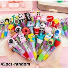 1/45pcs Random Cartoon Cute 4-Color Mini Ballpoint Pens, For Students, 4-Color Mini Ballpoint Pens, Craft Pens, Colored Pens, 4-Color Ink, Student Office Stationery Gift Set, 0.7mm Refill, Back To School Essential, Learning Supplies - Multicolor - View 21