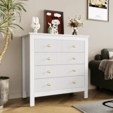 Sideboard, Chest Of Drawers With Special Doors, Gold Handles, Sideboard/Shoe Cabinet/Dressing Table - White - View 6