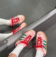 Adidas 阿迪达斯 Originals GAZELLE INDOOR 舒适百搭薄底耐穿低帮运动鞋，女款，粉绿色 - 粉綠色 - 查看 8