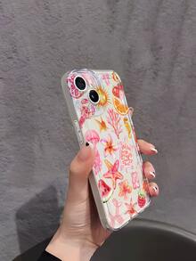 1pc Cute Strawberry, Watermelon, Orange Graphic TPU Transparent Shockproof Soft Phone Case, Suitable As Birthday/Holiday Gift For Friends, Family, Couples, Yourself, Compatible With Apple Phones - Multicolor - View 4