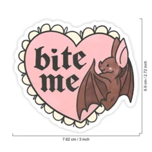 1张粉彩哥特蝙蝠贴纸，“咬我心”笔记本电脑贴纸，可爱诡异乙烯基材质，另类女孩礼物，防水易撕贴水杯贴纸，粉色蝙蝠水瓶贴纸，潮流可爱诡异笔记本乙烯基贴纸，送给哥特女友的完美礼物，卡哇伊吸血蝙蝠汽车贴纸，易于粘贴的粉色爱心笔记本电脑配件 - 彩色 - 查看 2