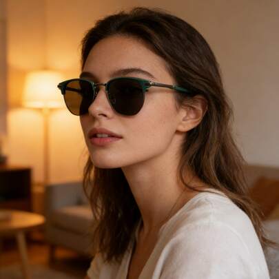 1pc Women's Fashion Glasses, Intellectual Half-Frame Retro Small Square Glasses