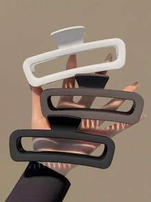 3个/1个女士12.3厘米/4.84英寸黑色、白色、棕色长方形优雅发夹，时尚百搭，高品质，简约纯色发饰，适合日常佩戴、休闲、派对、通勤、度假、扎马尾辫、盘发、洗脸、化妆、搭配服装等场合。优雅发爪，女士发爪，休闲发夹，优雅发夹 - 彩色 - 查看 6