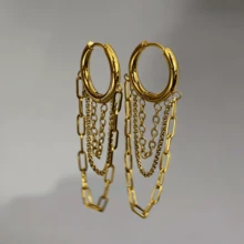 VKHK 1件18K镀金不锈钢流苏耳环，适合女性日常佩戴和参加派对，礼品 - 耳環 - 查看 3