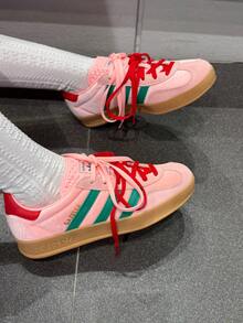 Adidas 阿迪达斯 Originals GAZELLE INDOOR 舒适百搭薄底耐穿低帮运动鞋，女款，粉绿色 - 粉綠色 - 查看 6