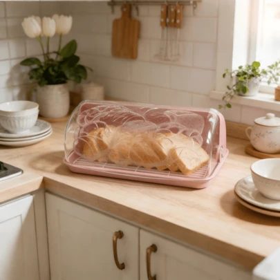 1 Panera, adecuada para usar en la cocina o en reuniones informales. Una caja de almacenamiento de gran capacidad para pan y pasteles, con tapa transparente y diseño sellado para mantener los alimentos frescos, y es muy duradera