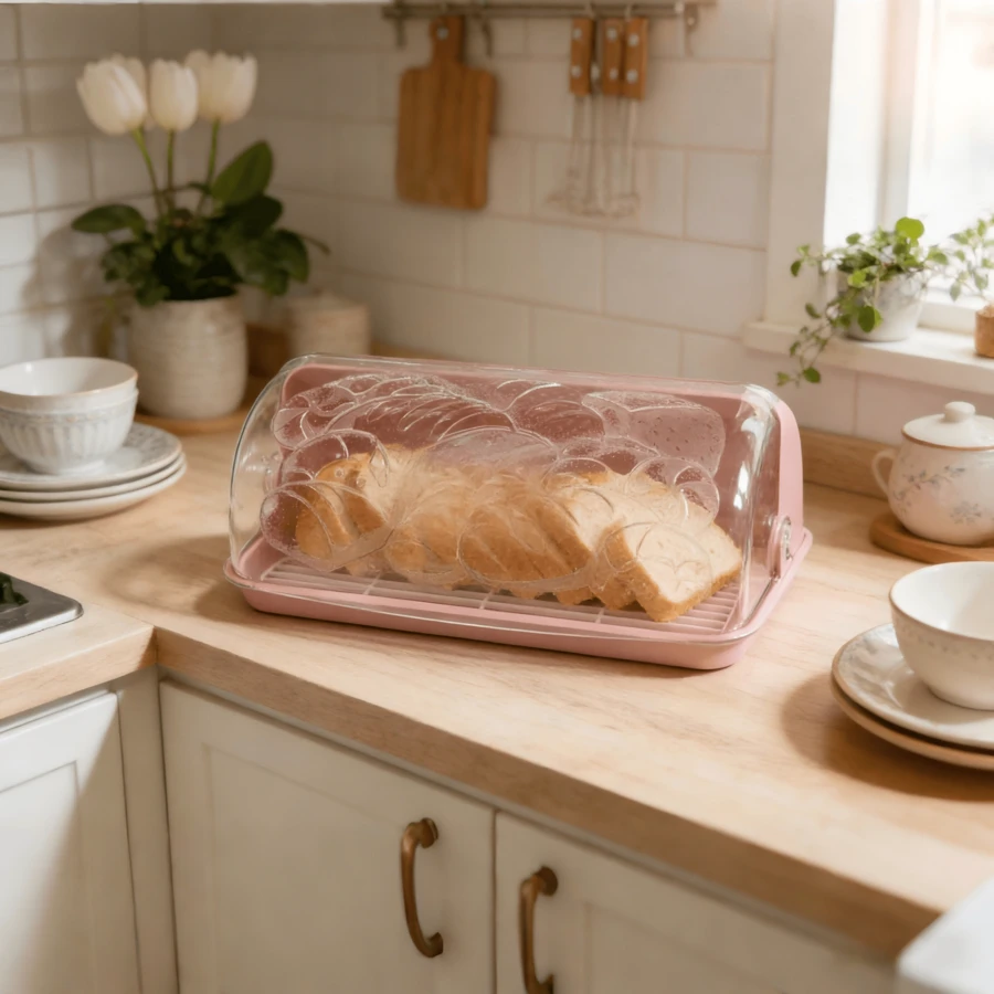 1 Bread Box, Suitable For Use In The Kitchen Or At Casual Gatherings. A Large-Capacity Storage Box For Bread And Pastries, With A Transparent Lid And A Sealed Design To Keep Food Fresh, And It Is Highly Durable - Multicolor - View 1