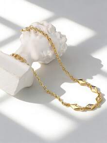 Charm-In 1pc Diamond-Shaped Bracelet Inlaid With Dazzling Zirconia, Suitable For Daily Wear Or Gatherings, Holiday Gift - Yellow Gold - View 3