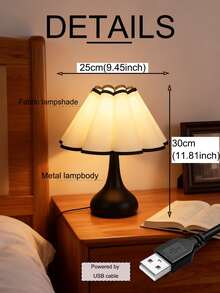 1 pieza Lámpara de escritorio con pantalla blanca alimentada por USB, lámpara de mesita de noche de estilo retro, adecuada para dormitorio, hostal, comedor, camping, lámpara de ambiente de luz cálida - Negro - Ver 11