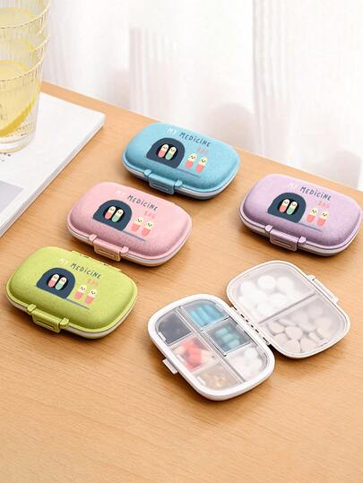 Portable Pillbox With Letters "My Medicane Bag" And Pill Pattern Printing, Moisture-Resistant Pill Organizer, Compartments Travel Pill Organizer, Daily Pill Case Small Pill Box For Pocket Purse, Portable Pill Container Medicine Vitamin Organizer,Reusable Pill Case For Men And Women, Medicine Planner, Daily Pocket-Sized Pillbox For Storing Vitamins, Medications, Supplements, Home And Travel Essential Accessory
