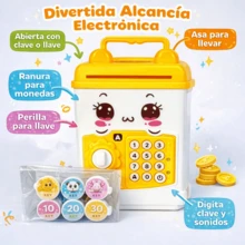 Electronic Piggy Bank For Children With Key, Compact Size, Children's Day Gift - Yellow - View 5