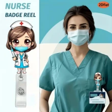 Cute Retractable Badge Reel With Medical Theme, Cartoon Doctor & Nurse Design, Suitable For ID Cards, Student IDs, Versatile Patterns, Healing Style, Practical And Convenient, Ideal For Medical Staff Daily Use Or Holiday Gifts - Multicolor - View 9