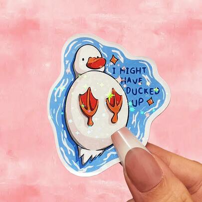 Matte Vinyl Sticker - Duck Design, UV & Waterproof, Suitable For Laptops, Water Bottles, Etc. | Laptop Decor, Humorous Design, Scratch-Resistant Material