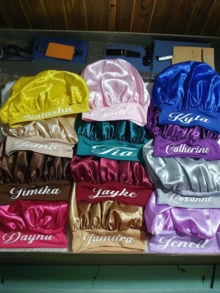 Personalized Children's Satin Sleep Cap, Girl's Satin Hair Bonnet, Silk Sleeping Hat, Personalized Name Satin Cap - M - View 7