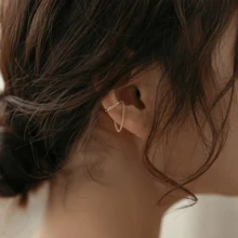 1 pieza Pendiente de oreja con cadena y borla estilo retro francés, pendiente único minimalista y elegante personalizado para mujeres sin orejas perforadas - Amarillo Oro - Ver 3