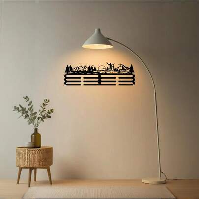 1 قطعة حامل معدني لعرض ميداليات الجري في الهواء الطلق، حامل كأس رياضي، ديكور مثبت على الحائط لفائزي ماراثون، باللون الأسود