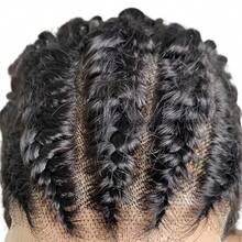 编织假发 真人发 13x4 蕾丝前假发 编织假发 带发髻假发 非洲卷曲假发 - Natural Black - 查看 5