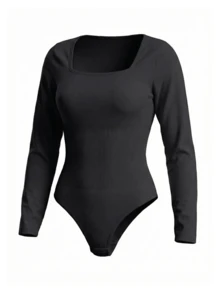 Plus Size Women Seamless Long Sleeve Shapewear Jumpsuit, High Waist Lifting Effect, High Elasticity Fabric, Soft & Skin-Friendly, Best Seller - Black - View 6