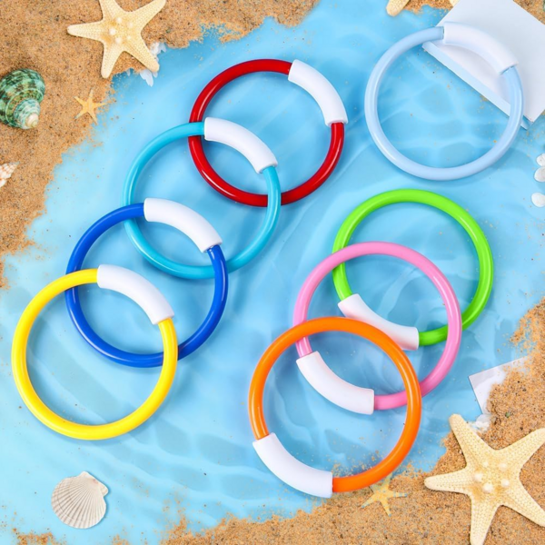 4pcs Colorful Diving Swimming Toys, Suitable For Children's Summer Swimming Pool Party, Training, Sinking, Throwing, Diving Rings, Water Toys, Parent-Child Interactive Toys, Swim Rings