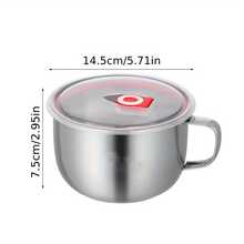 Stainless Steel Bowl With Lid, Soup Bowl, Student Lunch Box, Cafeteria Bowl, Easy To Carry And Can Be Used For Camping - Multicolor - View 3