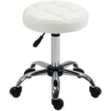 Swivel Office Chair With Casters, Adjustable Height, Suitable For Offices And Hair Salons, In White Faux Leather, Diameter 35.5 Inches, Height 51-67 Cm. - White - View 4