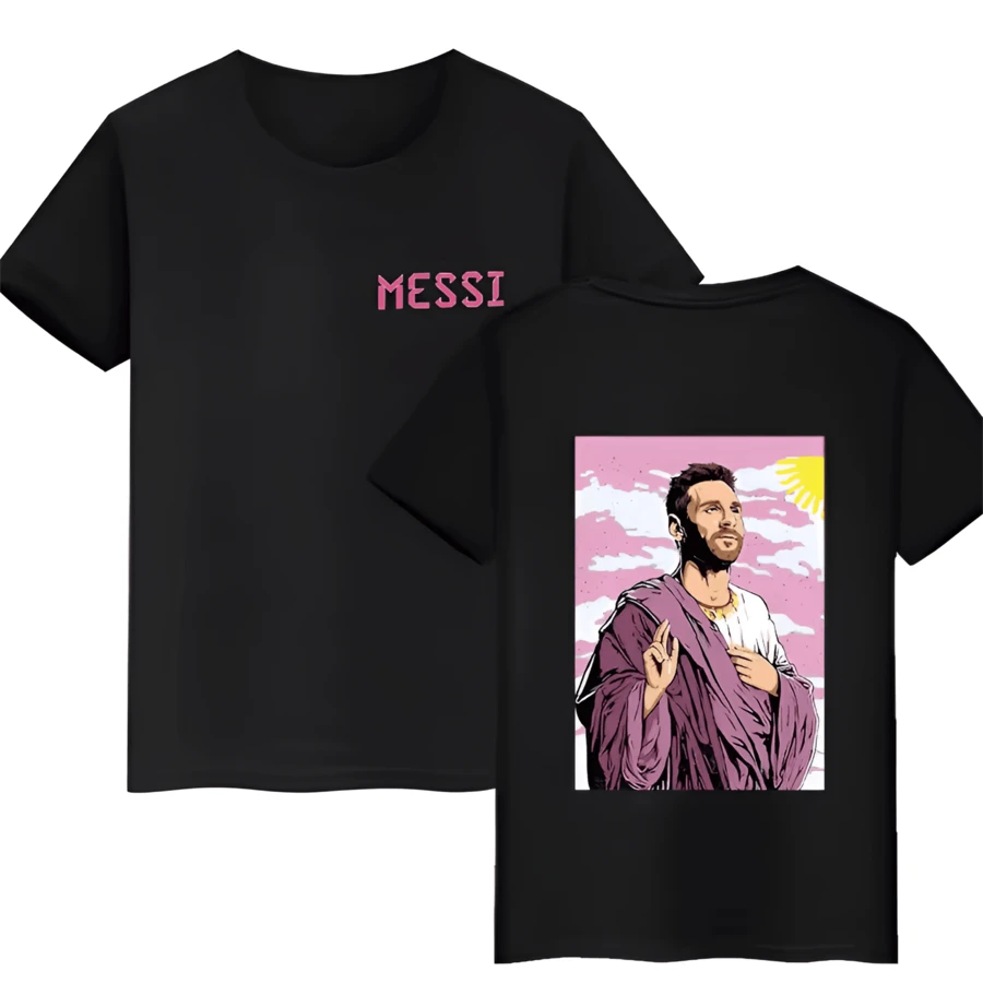 Messis Double-Sided Printed Cotton T-Shirt Summer Children's Short-Sleeved Casual Sports Top Blacks Kidss Clothing Boys And Girls (1) - Black - View 1