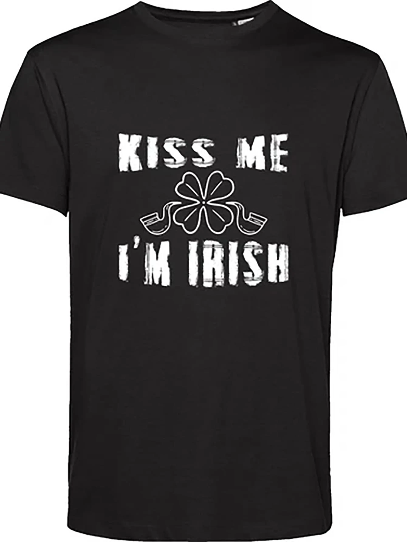 St. Patrick's Day T Shirt Kis Me I'm Irish Shamrock Funny Irish Festive Gif Top - Black - View 1
