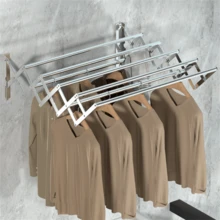 1pc Towel Rack, Stainless Steel Wall Mount Drying Rack, Solid Hook, Toilet Bathroom Shelf, Mobile Telescopic Folding Towel Holder Shelf, Bathroom Accessories - Silver - View 4