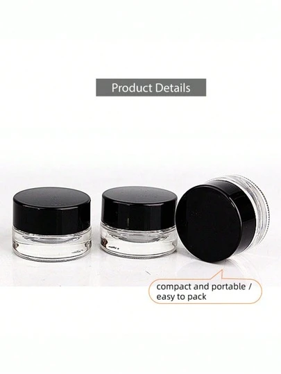 1套/10个3克透明玻璃眼霜罐，化妆品分装瓶，眼线液罐，玻璃眼霜瓶 - 采用透明玻璃制成，可重复灌装，便携易用，旅行和办公必备，包含香水和护肤品分装瓶，旅行配件 | 便携式香水分装器