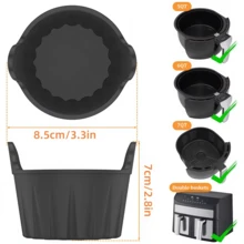 3/6pcs Black Silicone Air Fryer Baking Cups, Oven & Microwave Cake Molds For Cupcakes, Muffins, Puddings, Tarts, Custards, With Non-Slip Grip Design, Heat Resistant Material, Home Baking - Multicolor - View 3