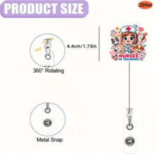1pc Cute Nurse Cartoon Retractable Badge Holder, Durable Acrylic Material, 360 Degree Rotation, Suitable For Office, Teachers And Medical Staff - 1pcs - View 3