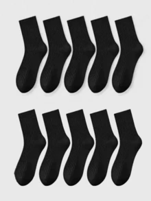 2/5/10 双经典黑色透气吸湿排汗男士袜子，适合商务/正装或运动装，适合春夏、秋季 - 黑色 - 查看 9