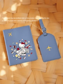 SANRIO Hello Kitty 图案护照夹，带行李牌，PU材质，蜜月旅行配件，卡包，行李牌，姓名牌，卡套，挂牌吊坠，假日度假旅行必备，旅行背包，旅行包，行李箱，旅行装备，返校书包，学校用品，学习用品 - 彩色 - 查看 8