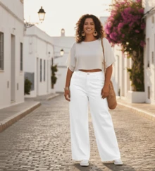 Women's Plus Size Wide Leg Jeans, Sizes 46 To 54, Very High Quality - 白色 - 查看 3