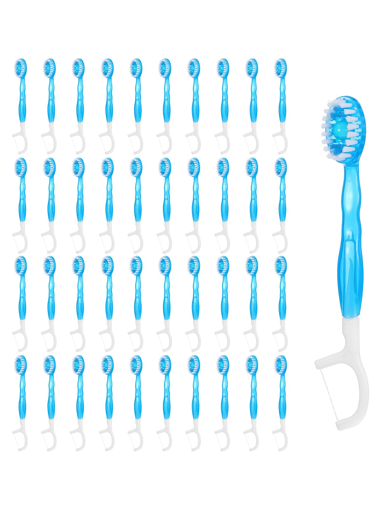 10/20/30/50pcs Disposable Pre-Coated Toothbrush Set, Mini Travel Toothbrush, 5-In-1 Pre-Packed Mini Toothbrush, Dental Floss, Toothpick, Tongue Cleaner, Portable Fresh Toothbrush - Multicolor - View 1